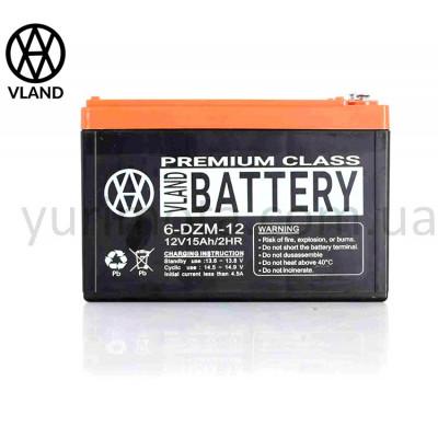 Акумулятор AGM 12V 15A 6-DZM-12 тяговий VLAND (електро вело/скутери, 2026) Акумулятор AGM 12V 15A 6-DZM-12 тяговий VLAND (електро вело/скутери, 2026)